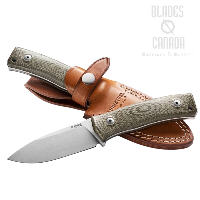 Lion Steel M4 CVG Fixed Blade Knife, M390, Micarta Green, Leather Sheath